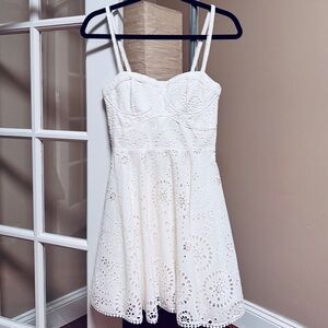 Zara Embroidered Eyelet Corset White Dress
